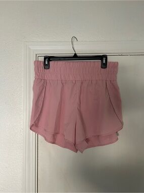 Pink Elastic-Waist Active Wear Shorts